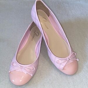 Delman Willa pink quilted patent toe cap ballet flats Sz 7 NWOT